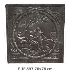 Plaque décorée de cheminée les retrouvailles